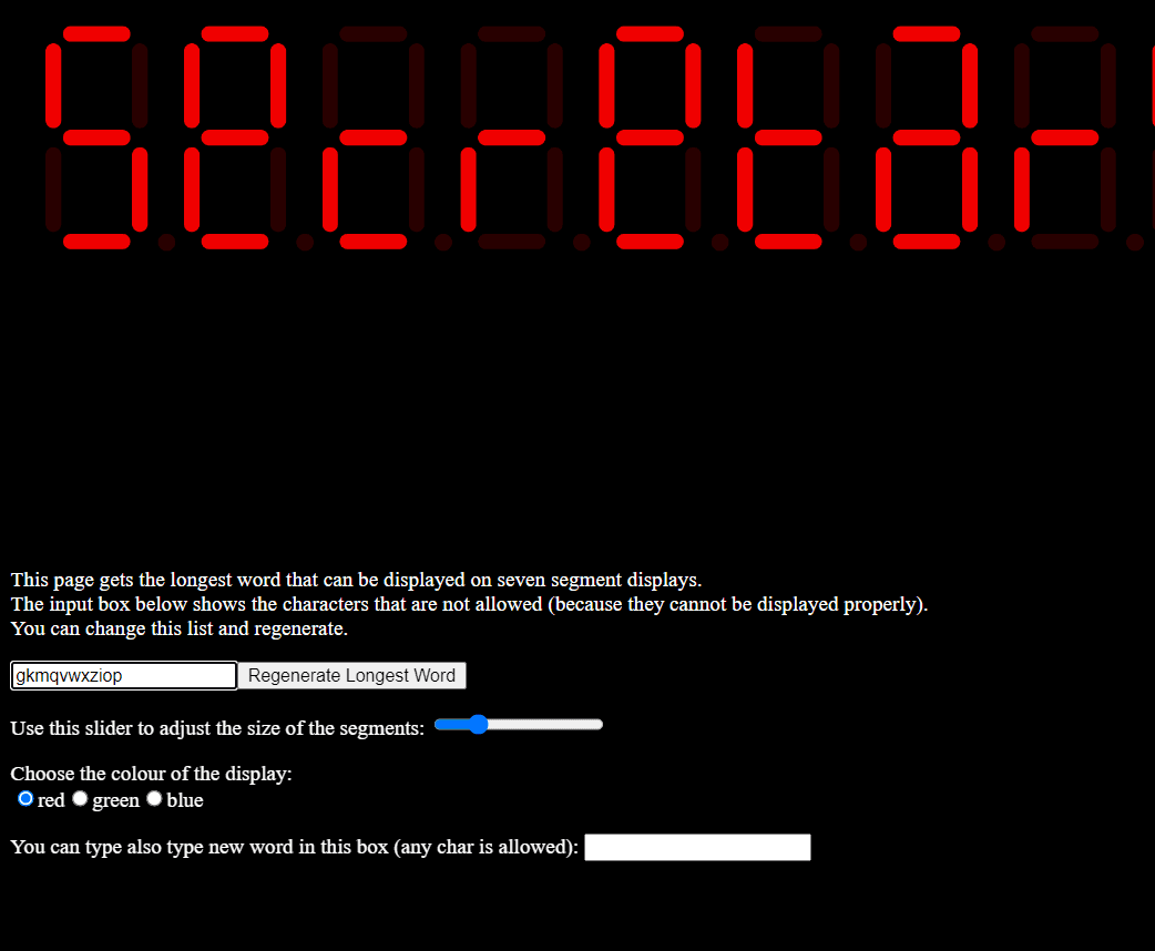 Seven-Segment Display that finds longest possible word