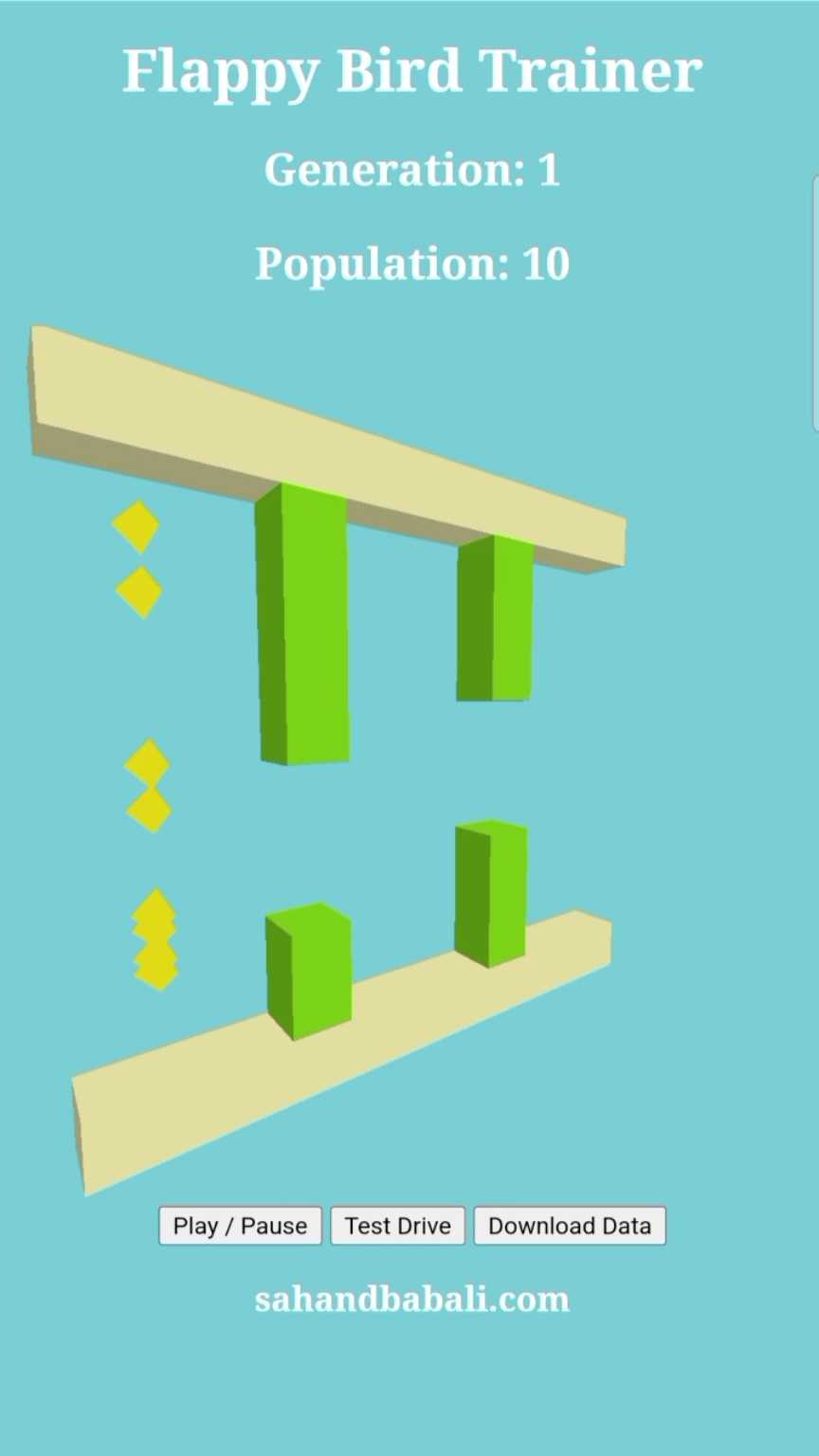 3D Neuroevolution Flappy Bird with Three.js