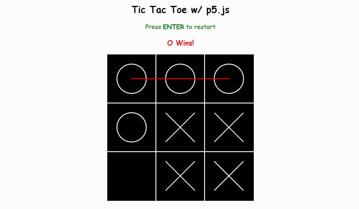 Alpha Zero General playing Tic Tac Toe in p5 using tf.js — J