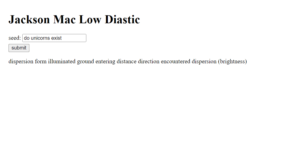 "Diastic Machine" code example