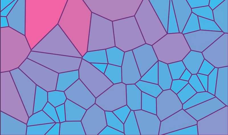 "Voronoi Diagram colored by area" code example