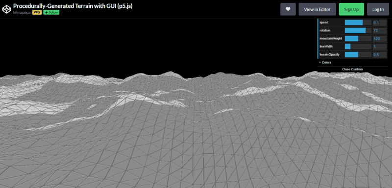 p5.js Terrain with Editable Variables