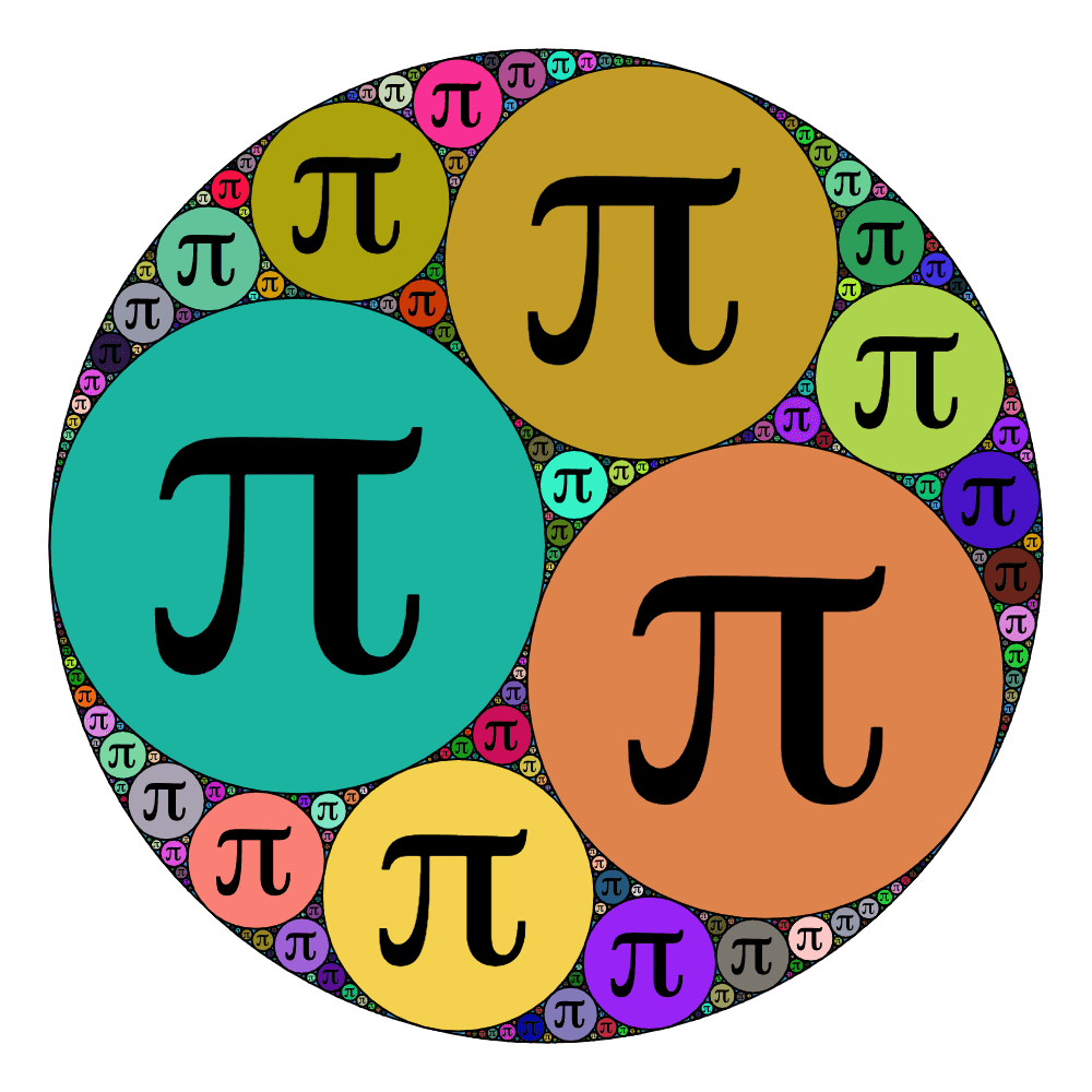 Colorful Apollonian gasket with Pi