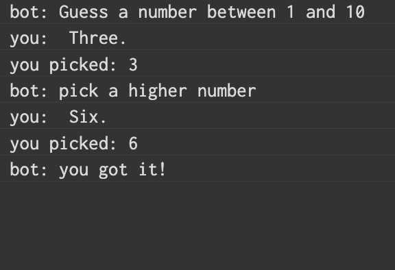 "Number Guessing Bot" code example